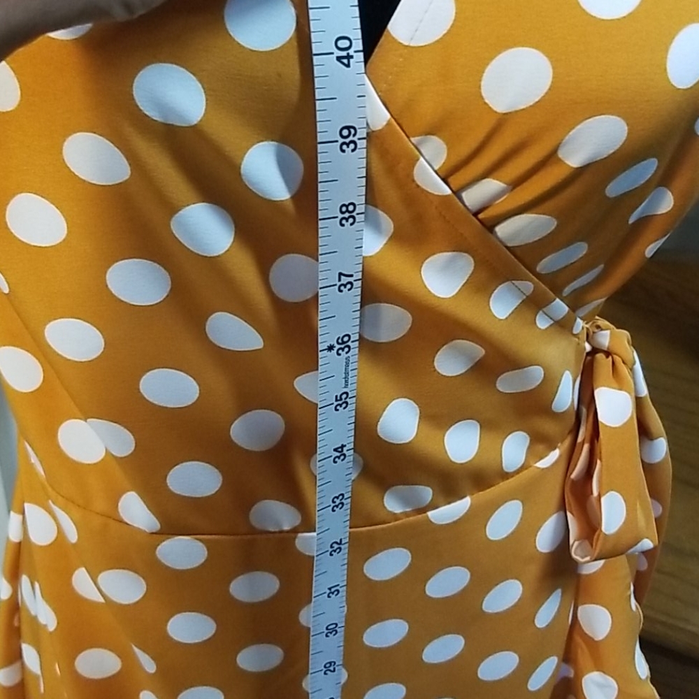 Papillon Poke a dot mustard wrap dress - Picture 6 of 9
